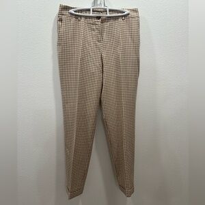 Pendleton Women’s virgin wool cuffed trouser Tan gingham Pants size 6